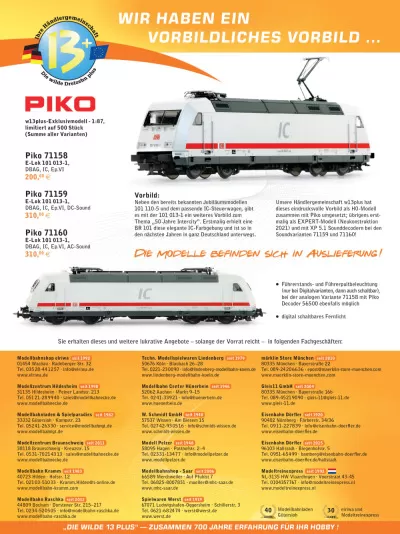 DB - Class 101 electric locomotive in "InterCity" livery - W13PLUS-HÄNDLERVEREINIGUNG