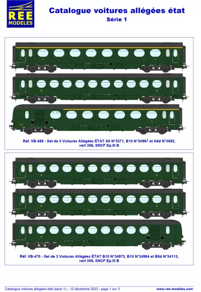 SNCF - Lightweight passenger coaches (1st series) - Rails Europ Express (REE) Modèles