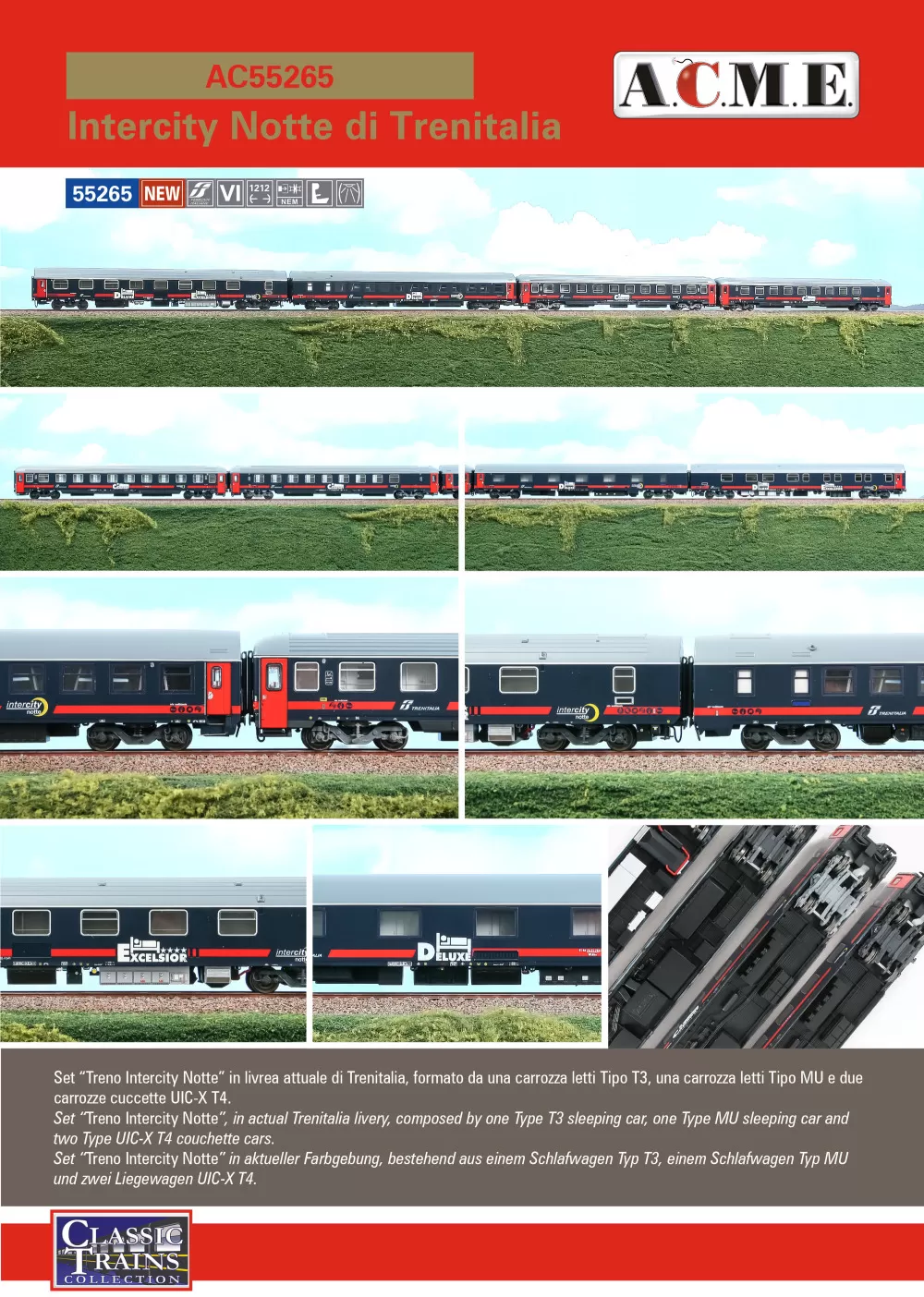 ACME - Anonima Costruzioni Modellistiche Esatte - Trenitalia - "Treno Intercity Notte" set