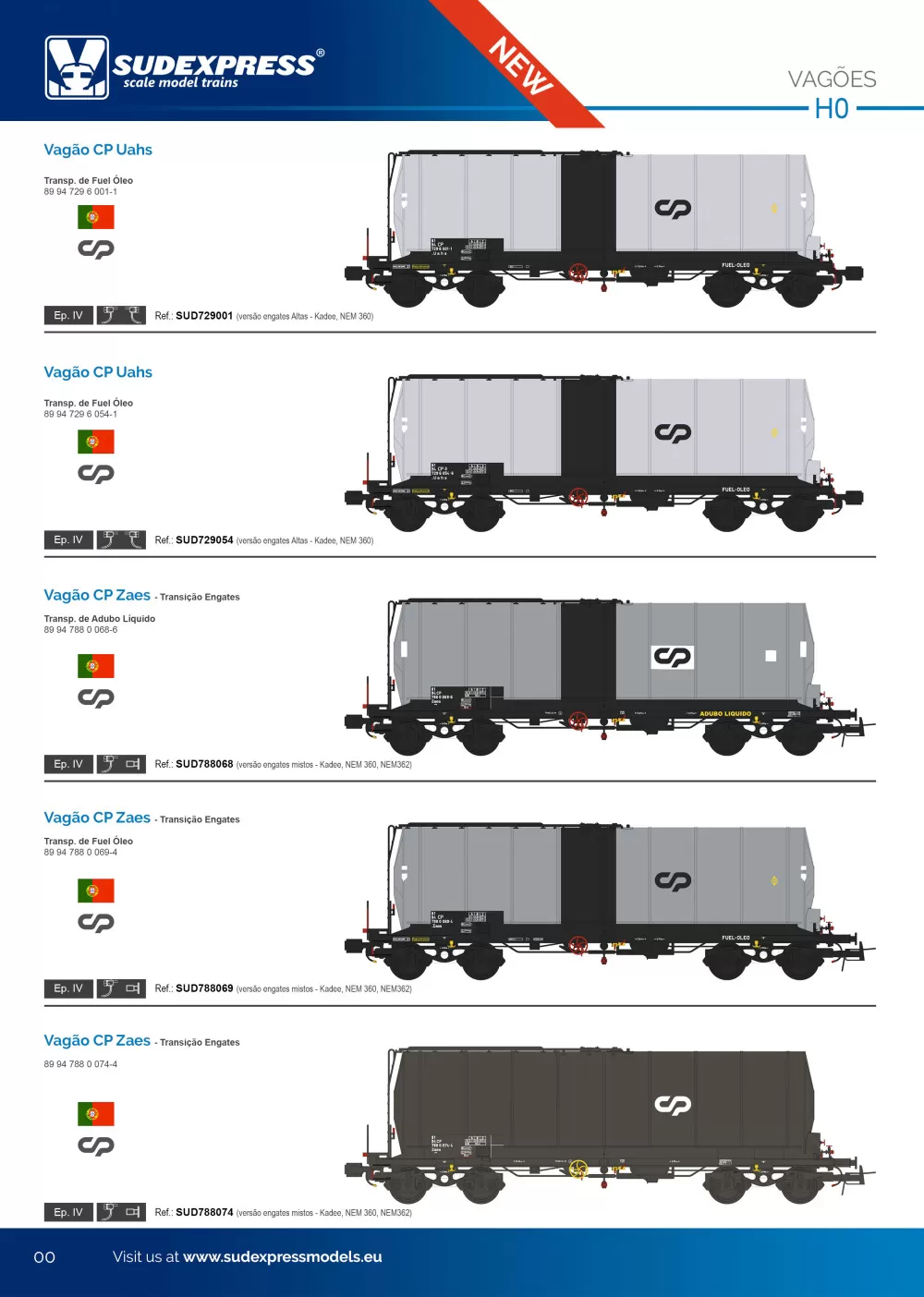 Sudexpress - CP - Uahs / Zaes freight wagons